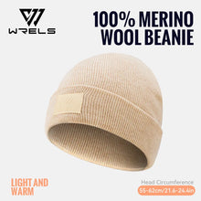 Load image into Gallery viewer, WRELS Unisex 100% Merino Wool Beanie Winter Warm Thermal Lightweight Breathable For Outdoor Daily Wear Soft Sports Fleece Hat
