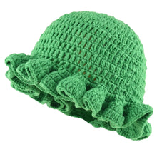 Load image into Gallery viewer, Solid Color Hand Knitted Knit Hat in Bohemian Style with Hollowed Out and Ruffled Design Bucket Shaped Hat  Fisherman's Hat
