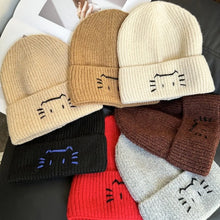 Load image into Gallery viewer, Cartoon Coldproof Kitten Embroidered Pullover Knitted Hat Warm Cat Crochet Cap Thick Pullover Cap Outdoor Sports
