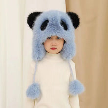 Load image into Gallery viewer, Cute Panda Women Winter Caps Windproof Plush Fur Plush Pullover Hat Winter Warm Neck Protection Kids Ear Protection Cap Outdoor
