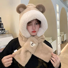 Load image into Gallery viewer, Outdoor Winter Integrated Scarf Hat Thickened Warm Scarf Hooded Cap Ear Protection Hat Scarf Set Cycling Cap
