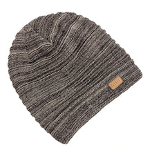 Load image into Gallery viewer, New Style Unisex Slouchy Winter Hats Men Women Striped Mix Warm Beanie Cap NIU Label Decor Plush Fur Lined Winter Knitted Hat
