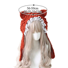 Load image into Gallery viewer, Fashion Cartoon Knitted Cat Ear Hat Ear Protection With Bow Crochet Wool Hat Cute Casual Photo Props Cap Outdoor

