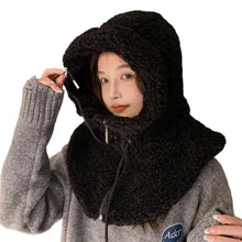 Load image into Gallery viewer, Windproof Winter Balaclava Hats Thicken Warm Artificial Lamb Artificial Cashmere Hooded Caps Drawstring Thicken Winter Caps
