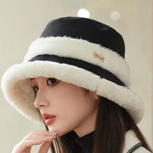 Load image into Gallery viewer, Plush Fisherman Hat Women Winter Polyester Fiberlarge Bucket Cap Fashionable and Versatile Warm Plush Pot Cap Ear Protection Hat
