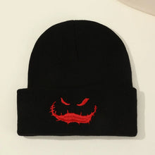 Load image into Gallery viewer, Halloween Ghost Face Embroidered Knitted Hat for Autumn and Winter Warmth, Ear Protection, Beanies, Suitable for Outdoor Warmth
