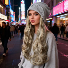 Load image into Gallery viewer, Autumn Winter Beanie Hat with Attached Shoulder Long Wavy Curly Hair Wig for Women Warm Knitted Hat with Fashionable Wig
