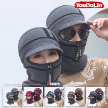 Load image into Gallery viewer, Winter Unsex Crochet M Letter Pattern Knit Thickening Fleece Lined Windproof Skull Hat Cycling Ski Head Neck Face Warm Mask Cap

