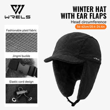 Load image into Gallery viewer, WRELS Winter Trapper Hat Windproof Warm Ear Protection Cycling Hat Cap with Ear Flaps Thick Warmer Motorcycle Hunting Hat
