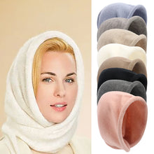 Load image into Gallery viewer, New winter scarf and hat combo for ladies – made of faux cashmere, knitted in a DIY style, featuring a hood and a pull-on design
