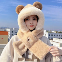 Load image into Gallery viewer, Outdoor Winter Integrated Scarf Hat Thickened Warm Scarf Hooded Cap Ear Protection Hat Scarf Set Cycling Cap
