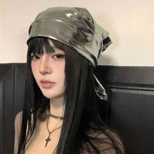 Load image into Gallery viewer, Retro Y2K Headscarf Hat PU Leather Bling Bling Square Scarf Punk Style Hip-hop Kerchief Hair Accessories
