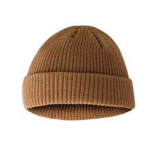 Load image into Gallery viewer, Casual Korean Style Knitted Hats Flanged Warm Skullcap Short Melon Cap Autumn and Winter
