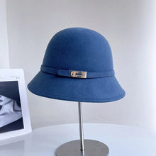 Load image into Gallery viewer, Simple wool fisherman hat female autumn and winter warm woolen woolen hat belt metal square buckle basin hat
