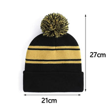 Load image into Gallery viewer, Casual Pom-Pom Beanie Cap Cozy Striped Thick Warm Winter Hat Ear Protection Soft Knitted Hat
