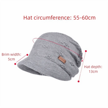 Load image into Gallery viewer, Soft Knitted Hat Casual Style Warm Thickened Fleece Lined Bonnet Windproof Design Wide Brim Short Brim Beanie Autumn Winter
