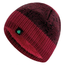 Load image into Gallery viewer, Unisex Leaf Labal Winter Hats Fashion Knitted Hats For Men Women Beanie Cap Outdoor Plush Fur Lined Warm Sports Hats
