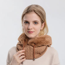 Load image into Gallery viewer, Winter Hat For Women Hooded Face Mask Fluff Keep Warm Thicken Style Neck Scarf Hooded Cap Beanie Knitted Cashmere Neck Warmer
