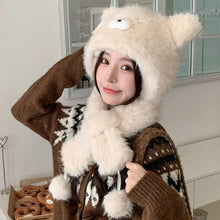 Load image into Gallery viewer, One Piece Ear Protection Hat Knitted Thickened Warm Cat Ears Hat Windproof Cartoon Cycling Balaclava Winter Season
