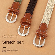 Load image into Gallery viewer, Women's Elastic Woven Elastic Pant Belt Men's and Women's Korean-Style Pin Buckle Student Thin Belt

