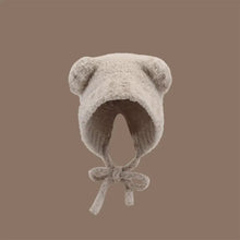 Load image into Gallery viewer, Cute Y2k Bear Ear Beanies Knitted Wool Hat with Rope Warm Beanies Cap Lace Up Thick Hip Hop Ear Protection Winter Hat
