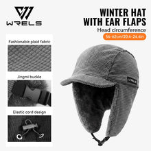 Load image into Gallery viewer, WRELS Winter Trapper Hat Windproof Warm Ear Protection Cycling Hat Cap with Ear Flaps Thick Warmer Motorcycle Hunting Hat
