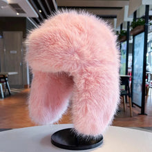 Load image into Gallery viewer, Thicken Winter Faux Fur Mink Plush Lei Feng Hat for Women Outdoor Skiing Cycling Cap Warm Ear Protection Cold Proof Russian Hat
