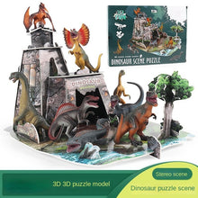 Load image into Gallery viewer, Jurassic Dinosaur Model 3D 3D Puzzle Model Scene Decoration Double Ridge Dragon Dragon Tyrannosaurus Rex Animal Model Children's Educational Toys

