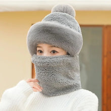 Load image into Gallery viewer, 2pcs Womens Winter Warm Elastic Ear Protection Knitt Scarf Mask Hat Fleece Lined Beanie Hat One-Piece Hat for Outdoor,daily Wear
