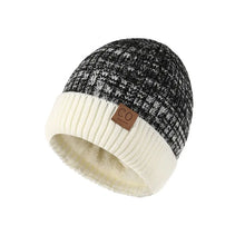 Load image into Gallery viewer, Winter Fashion Unisex Two-Tone Knitted Bean Hat Fur Lined for Warmth Casual Style
