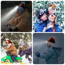 Load image into Gallery viewer, Rechargeable LED Christmas Hat for Kids Warm Outdoor Winter Hat with Detachable Cartoon Luminescent Design Children's gifts
