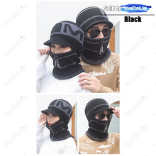 Load image into Gallery viewer, Winter Unsex Crochet M Letter Pattern Knit Thickening Fleece Lined Windproof Skull Hat Cycling Ski Head Neck Face Warm Mask Cap
