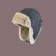 Load image into Gallery viewer, Fashion PU Ear Protection Hat Furry Fleece Lined Leather Rocket Cap Windproof Warm Cycling Hat Winter Season Outdoor Wear
