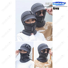 Load image into Gallery viewer, Winter Unsex Crochet M Letter Pattern Knit Thickening Fleece Lined Windproof Skull Hat Cycling Ski Head Neck Face Warm Mask Cap
