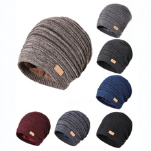 Load image into Gallery viewer, Winter Warm Striped Knitted Hat Windproof Cold Proof Thickned Pullover Hat Beanie Cap for Men Women
