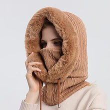Load image into Gallery viewer, Winter Hat For Women Hooded Face Mask Fluff Keep Warm Thicken Style Neck Scarf Hooded Cap Beanie Knitted Cashmere Neck Warmer
