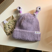 Load image into Gallery viewer, Cute Cartoon Quirky Light-emitting Tentacle Knitted Hat Parent-child Models Warm Wool Cap Eyes Light-emitting Beanie Monster Hat
