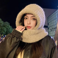 Load image into Gallery viewer, New 2-in-1 Scarf Mask Integrated Hat Warm Windproof Neck Warmer Coldproof Breathable Hooded Hat for Outdoor Cycling Skiing
