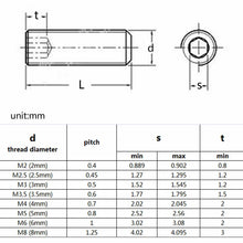 Load image into Gallery viewer, 500/1500X M2 M2.5 M3 M4 M5 M6 M8 DIN916 304 Stainless Steel Black Hex Hexagon Socket Allen Cup Point Grub Bolt Set Screw Kit Box
