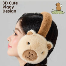 Load image into Gallery viewer, Cute Cozy Capybara Earmuffs Cartoon Design Warm Ear Earflap Hat Thickened Winter Ear Covers Women Accessory
