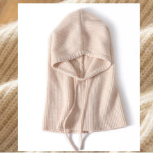 Load image into Gallery viewer, 100%Wool Balaclave Beanies For Women&amp;Men Winter Knitted Neck Face Protect Warm Soft Hooded Hats Drawstring Skullies Headgears
