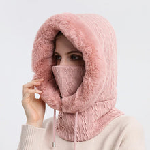 Load image into Gallery viewer, Winter Hat For Women Hooded Face Mask Fluff Keep Warm Thicken Style Neck Scarf Hooded Cap Beanie Knitted Cashmere Neck Warmer

