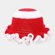 Load image into Gallery viewer, Solid Color Hand Knitted Knit Hat in Bohemian Style with Hollowed Out and Ruffled Design Bucket Shaped Hat  Fisherman's Hat
