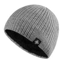 Load image into Gallery viewer, Knitted Plus Fleece Hat Men Beanie Solid Color Skullies with Snow Logo Thick Outdoor Ski Cap
