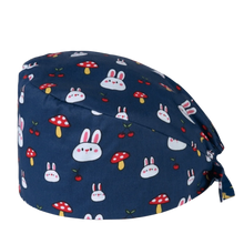 Load image into Gallery viewer, Unisex Cartoon Printing Scrub Cap Adjustable Buckle Print Design Nursing Cap Pure Breathable Soft Lab Scrub Hat Operating Room
