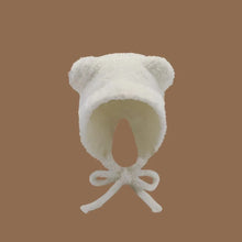 Load image into Gallery viewer, Cute Y2k Bear Ear Beanies Knitted Wool Hat with Rope Warm Beanies Cap Lace Up Thick Hip Hop Ear Protection Winter Hat
