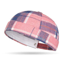 Load image into Gallery viewer, Large Checkered Melon Skin Tang Hat Breathable Adjustable Round Top Beanies Hat Docker Cap Plaid Landlord Hat Brimless Hat
