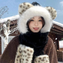 Load image into Gallery viewer, Fashion Thickened Hat Scarf One-Piece Fleece Lined Cycling Skiing Hat Cute Ear Ear Protection Hat Women
