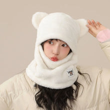 Load image into Gallery viewer, New Cute Bear Integrated Hat Scarf Set Fluffy Fur Windproof Pullover Cap Coldproof Warm Hooded Hat Autumn and Winter
