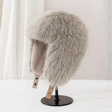 Load image into Gallery viewer, Trendy Luxury Faux Fur Hat Retro Solid Color Raccoon Fur Hat Warm Windproof Winter Hat Unisex Winter Wear
